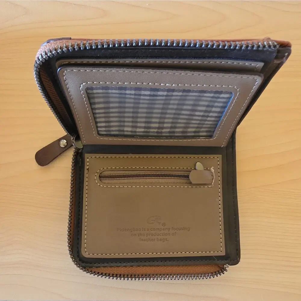 Vintage Style Leather Wallet w/ Multi-functional Storage - Zipper-up Wallet
